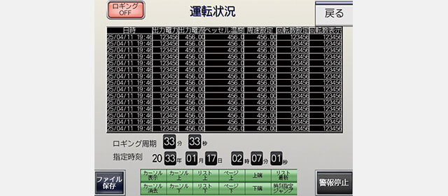 運転ログ画面・安全対策
